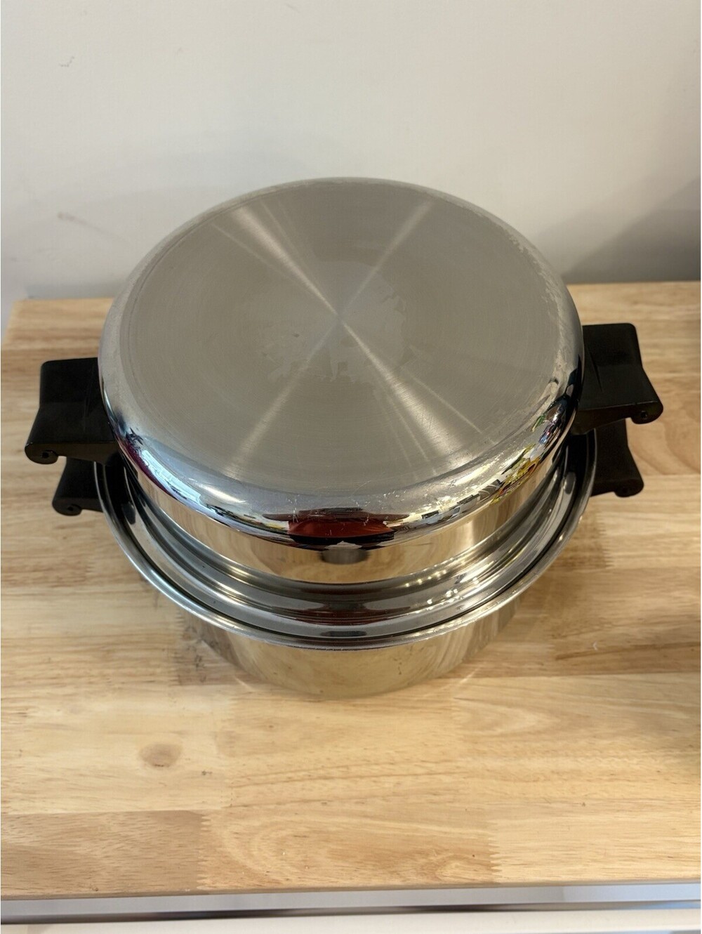Vintage Saladmaster Stainless Steel T304S 6 Quart Roaster Dutch Oven w/ Dome Lid